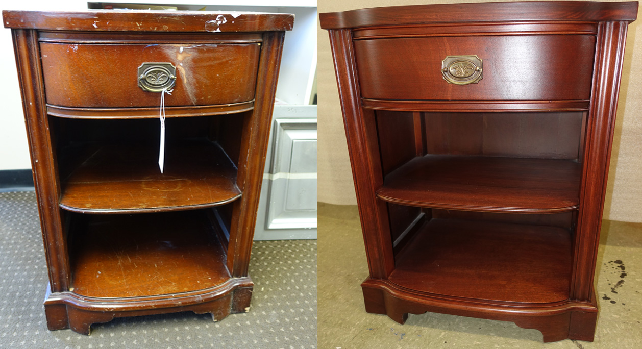 refinished wooden sidetable